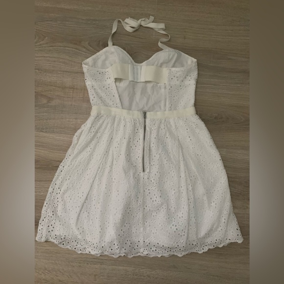 Talula White Eyelet Babydoll Fit & Flare Mini Sundress Dainty Feminine Peasant - Picture 5 of 16